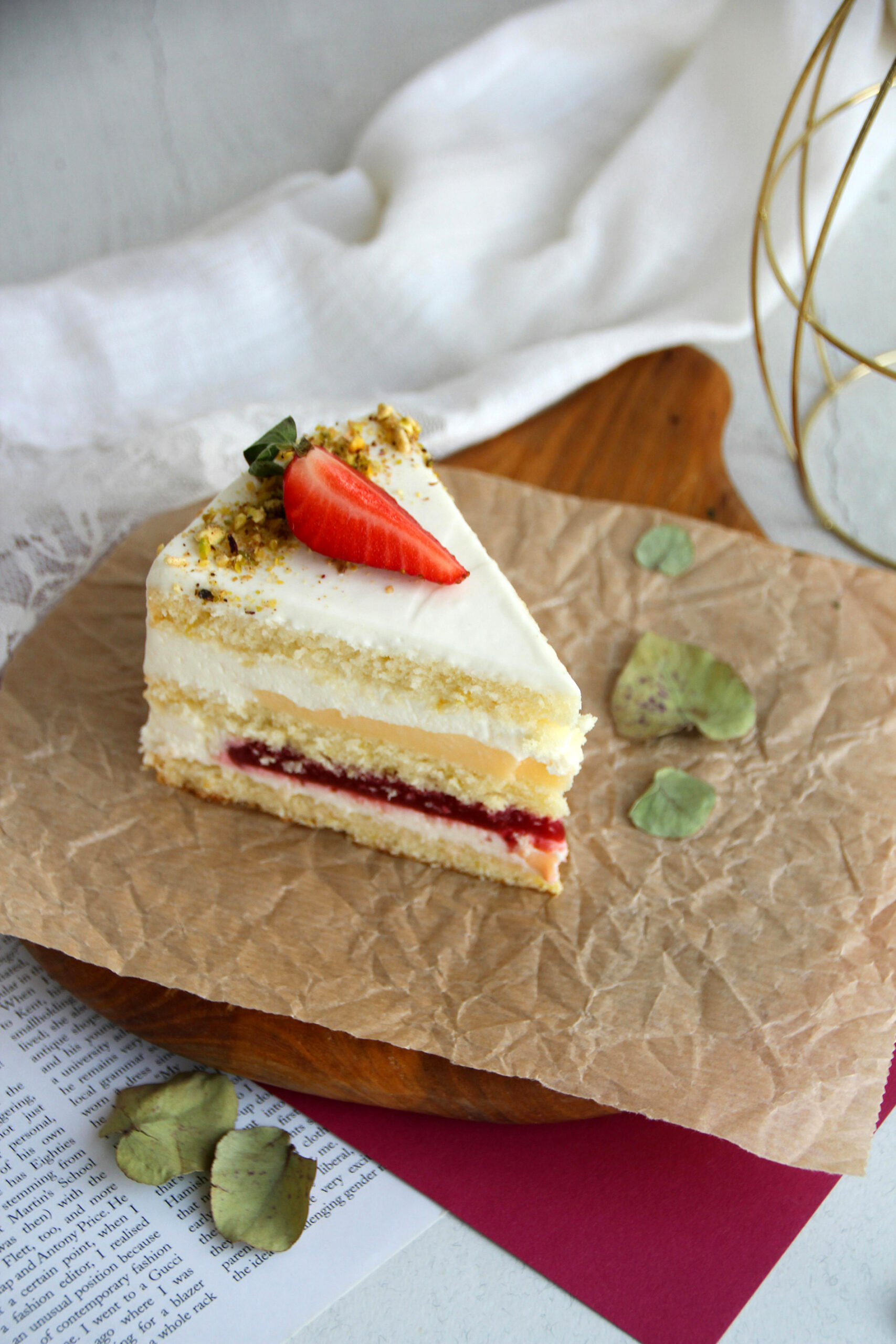 My Favorite Vanilla Layer Cake with Cream and Strawberry Filling
