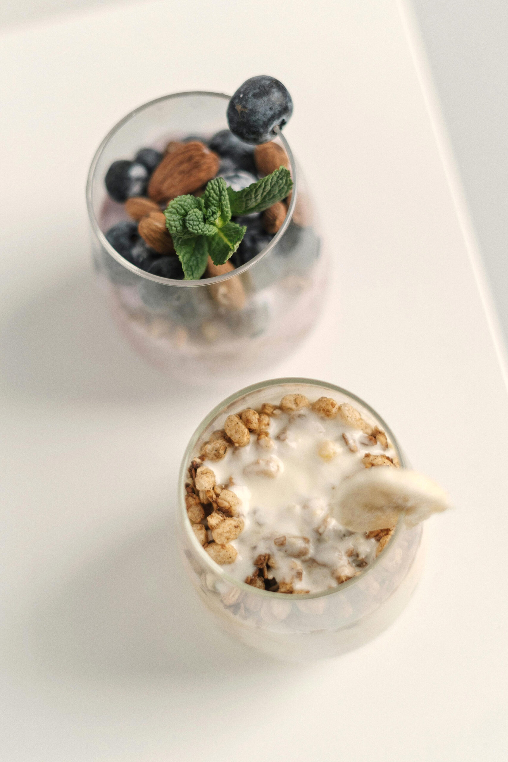 Simple Yogurt Parfaits with Granola, Blueberries, and Almonds